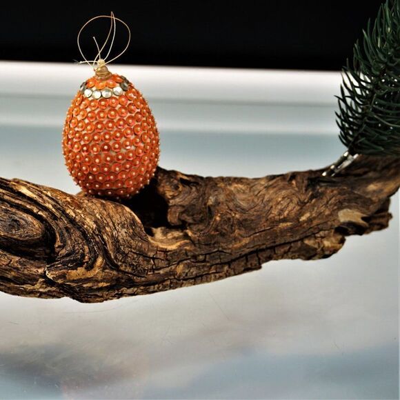 Christmas Ornament Sequined Jeweled Egg Vintage Tree Decoration - Picture 3 of 7
